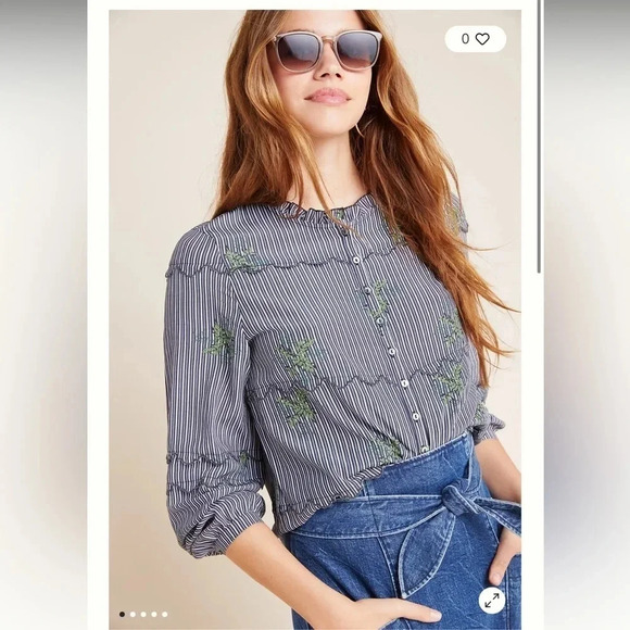 Dolan Stella Embroidered Blouse Small - Picture 1 of 9